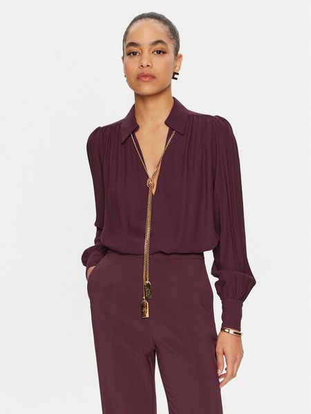 Elisabetta Franchi Koszula CA-093-46E3 Bordowy Regular Fit. Czerwone koszule damskie Elisabetta Franchi, bez wzorów, z wiskozy, bez kołnierzyka, bez ramiączek. Za 1,099.00 zł.