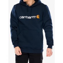 Bluza z kapturem męska Carhartt Signature Logo Sweatshirt. Niebieskie bluzy z kapturem męskie Carhartt, l. Za 266.99 zł.