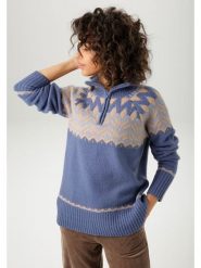 Aniston Sweter w kolorze niebiesko-beżowym rozmiar: 40. Brązowe golfy damskie Aniston, bez kołnierzyka. Za 82.99 zł.