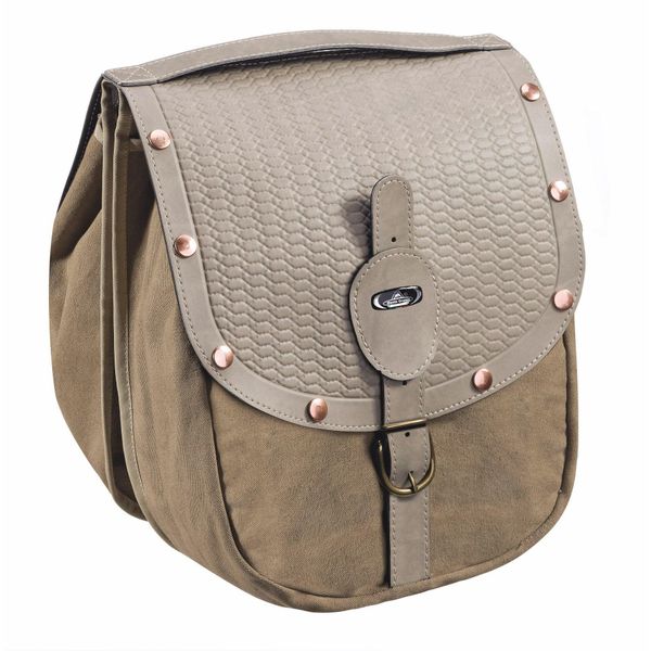 Monte Grappa Podwójna torba podsiodłowa 16,5 L - beż cashmere, szare nity. Brązowe torebki klasyczne damskie SELLE MONTE GRAPPA, bez wzorów, z materiału, bez dodatków. Za 418.10 zł.