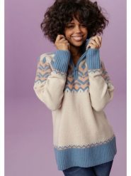 Aniston Sweter w kolorze kremowo-niebiesko-beżowym rozmiar: 32. Brązowe golfy damskie Aniston, bez wzorów, bez ramiączek. Za 82.99 zł.