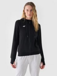 4F Bluza dresowa rozpinana z kapturem damska - czarna M. Czarne bluzy z kapturem damskie 4f, m, z bawełny. W wyprzedaży za 99.99 zł.