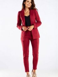 Spodnie Damskie Model A461 Bordo - awama. Spodnie materiałowe damskie Awama, bez wzorów, z elastanu, biznesowe. Za 256.23 zł.