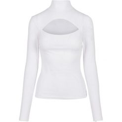 Bluzka Z Długim Rękawem Dla Pań I Panów Z Wyciętym Dekoltem W Kształcie Żółwia. Białe bluzki damskie Urban Classics, xl, bez wzorów, sportowe, bez kołnierzyka, bez ramiączek. Za 105.99 zł.