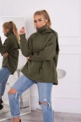 Bluza ocieplana z suwakiem z tyłu khaki. Brązowe bluzy z kapturem damskie KESI, l, z bawełny. Za 238.37 zł.