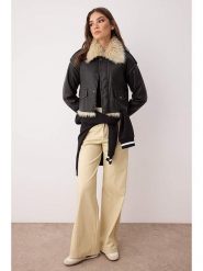 Trendyol Kurtka koszulowa w kolorze czarno-beżowym rozmiar: XL. Czarne kurtki damskie Trendyol, xl, bez wzorów, bez kaptura. Za 300.21 zł.