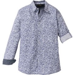Koszula w kwiatowy deseń Slim Fit, długi rękaw bonprix biało-niebieski w kwiatowy deseń. Białe koszule męskie bonprix, m, bez wzorów, bez kołnierzyka, bez ramiączek. Za 59.99 zł.