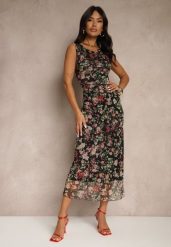 Czarna Sukienka Typu Bodycon w Kwiatowy Wzór Melavela. Czarne sukienki damskie Renee, na spotkanie biznesowe, s, bez wzorów, klasyczne, bez kołnierzyka, bez ramiączek, maxi, bodycon. Za 99.99 zł.