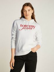 TOMMY JEANS Bluza w kolorze białym rozmiar: M. Białe bluzy z kapturem damskie Tommy Jeans, m, z bawełny. Za 219.60 zł.