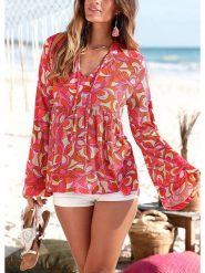 LA Angels Bluzka w kolorze czerwono-kremowym rozmiar: M. Czerwone bluzki damskie LA Angels, m, bez wzorów, bez kołnierzyka, bez ramiączek. Za 83.62 zł.