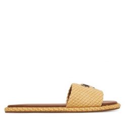 Klapki LOVE MOSCHINO. Brązowe klapki damskie Love Moschino, bez wzorów, bez obcasa. Za 799.99 zł.