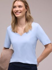 Street One Koszulka Kobiety Bawełna niebieski, 46. Niebieskie t-shirty damskie Street One, bez wzorów, z bawełny, bez kołnierzyka. Za 89.95 zł.