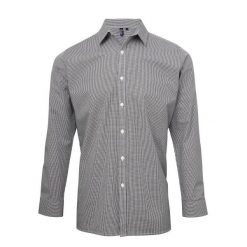 Męska Koszula Z Długim Rękawem Gingham Micro Checked. Białe koszule męskie PREMIER, m, bez wzorów, bez kołnierzyka, bez ramiączek. Za 120.99 zł.