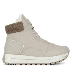 Trzewiki Rieker. Brązowe botki damskie Rieker, bez obcasa, na płaskiej podeszwie, bez zapięcia. Za 265.99 zł.