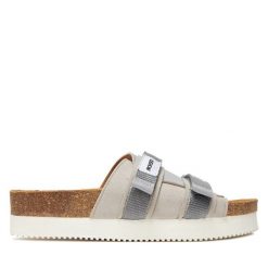 Klapki Novesta. Szare klapki damskie Novesta, bez wzorów, bez obcasa. Za 489.99 zł.