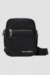 KARL LAGERFELD Czarna męska saszetka z monogramem. Czarne saszetki męskie Karl Lagerfeld, z materiału. W wyprzedaży za 549.99 zł.