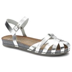 Srebrne Sandały Maciejka Wygodne Skórzane Buty. Szare sandały damskie Maciejka, bez wzorów, ze skóry, bez obcasa, na płaskiej podeszwie. Za 159.00 zł.