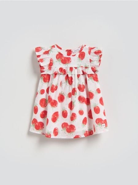 Bawełniana sukienka we wzór - wielobarwny. Sukienki dziewczęce Reserved, bez wzorów, z bawełny, bez ramiączek. Za 59.99 zł.