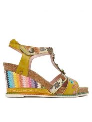 Laura Vita Sandały Balade 35 Żółty. Żółte sandały damskie Laura Vita, bez wzorów, ze skóry, bez obcasa, na koturnie. Za 429.99 zł.