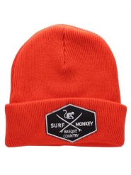 Czapka beanie – haftowane logo / organiczna / rozmiar uniwersalny (czerwona). Czerwone czapki męskie SURF MONKEY, z aplikacjami, z bawełny. Za 139.95 zł.