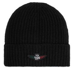 Czapka Aeronautica Militare. Czarne czapki męskie AERONAUTICA MILITARE, na zimę, bez wzorów. Za 179.99 zł.
