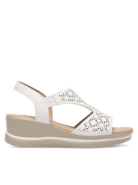 Clara Barson Sandały WYL0510-27 Biały. Białe sandały damskie Clara Barson, bez wzorów, ze skóry, bez obcasa, na koturnie. Za 59.99 zł.