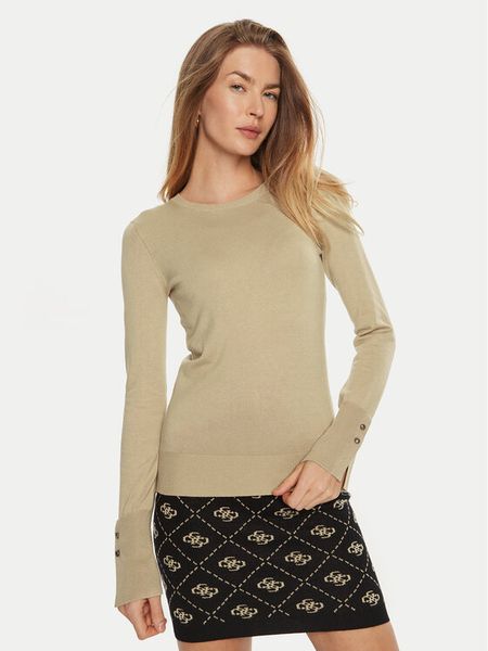 Guess Sweter W2YR30 Z2V62 Beżowy Regular Fit. Brązowe swetry klasyczne damskie Guess, xs, z wiskozy, bez kołnierzyka. Za 189.99 zł.