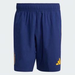 Szorty Hiszpania Tiro Travel. Niebieskie szorty męskie Adidas, bez kołnierzyka. Za 219.00 zł.