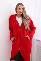 Bluza ocieplana długa czerwona. Czerwone bluzy z kapturem damskie KESI, l, z bawełny. Za 355.46 zł.