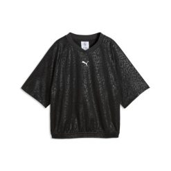 Damska luźna koszulka PUMA Sport ze zwierzęcym nadrukiem PUMA. Czarne bluzki sportowe damskie Puma, s, z materiału, bez kołnierzyka, bez ramiączek. Za 149.00 zł.