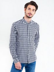 BIG STAR Koszula - Regular fit - w kolorze białym rozmiar: L. Białe koszule męskie Big Star, l, bez wzorów, z bawełny, bez kołnierzyka, bez ramiączek. Za 82.99 zł.