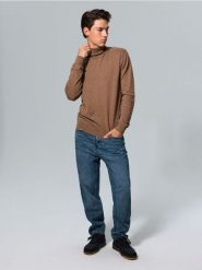 Jeansy loose fit z elektem sprania - granatowy. Niebieskie jeansy męskie Sinsay. Za 69.99 zł.