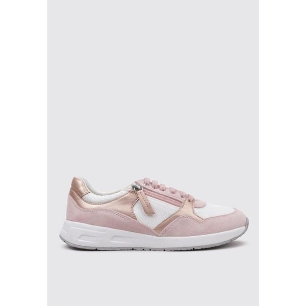 Tenisówki Geox Model D Blumya B Kolor Rose. Czerwone trampki i tenisówki damskie Geox, bez wzorów, ze skóry. Za 408.99 zł.