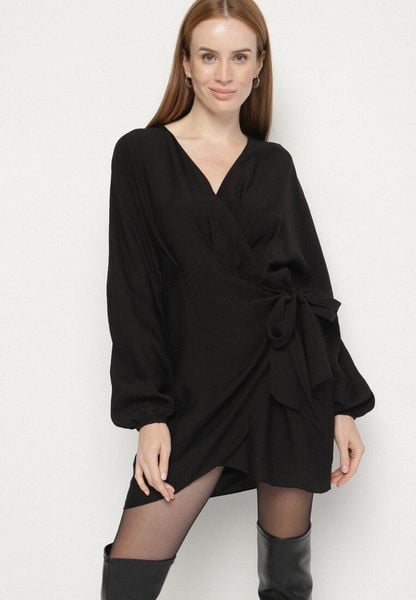 Czarna Wiskozowa Sukienka Kopertowa z Wiązaniem i Bufiastymi Rękawami Onevia. Czarne sukienki damskie Born2be, na co dzień, l, bez wzorów, z poliesteru, klasyczne, bez kołnierzyka, bez ramiączek, mini, kopertowe. Za 149.99 zł.