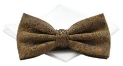 Mucha z Poszetką Chattier ZESTAW - Ciemne Złoto. Żółte krawaty i muchy męskie Chattier, bez wzorów, z poliesteru, eleganckie. Za 59.00 zł.