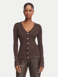 Guess Kardigan W6YR11 Z0950 Brązowy ciemny Slim Fit. Brązowe kardigany damskie Guess, xxl, z aplikacjami, z wiskozy. Za 394.99 zł.