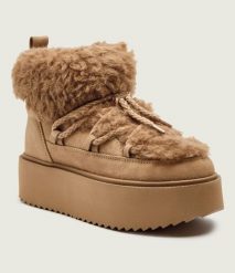 INUIKII TEDDY PLATFORM Śniegowce damskie. Brązowe śniegowce damskie Inuikii, z futra. Za 959.99 zł.