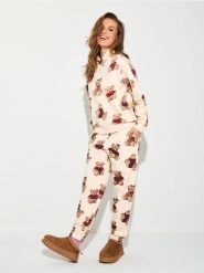 Spodnie jogger ze wzorem - kremowy. Białe spodnie materiałowe damskie Sinsay, bez wzorów. Za 39.99 zł.