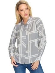 Heine Bluzka w kolorze szaro-białym rozmiar: 36. Szare bluzki damskie Heine, bez wzorów, bez kołnierzyka, bez ramiączek. Za 69.99 zł.