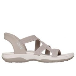Sandały damskie Skechers Reggae Slim Stretch Flex. Brązowe sandały damskie Skechers, bez wzorów, z materiału, bez obcasa. Za 359.50 zł.