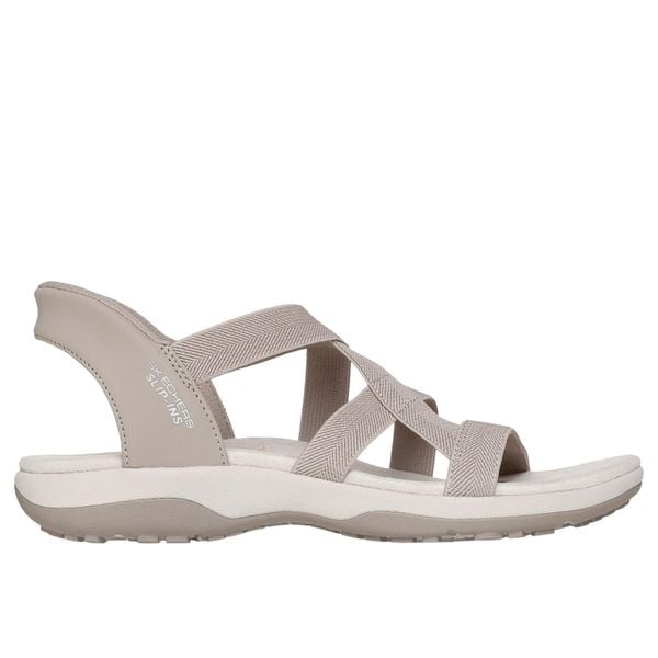 Sandały damskie Skechers Reggae Slim Stretch Flex. Brązowe sandały damskie Skechers, bez wzorów, z materiału, bez obcasa. Za 359.50 zł.