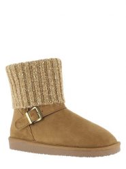 ISLAND BOOT Botki zimowe "Kourtney" w kolorze jasnobrązowym rozmiar: 37. Brązowe botki damskie Island Boot, na zimę, z dzianiny, bez obcasa, bez zapięcia. Za 123.53 zł.