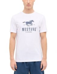 Męski T-Shirt Mustang Style Austin Bright White 1015069 2007. Białe t-shirty męskie Mustang, m, bez wzorów, bez kołnierzyka. Za 69.99 zł.