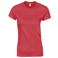 Koszulka Damska Krótki Rękaw Soft Style. Czerwone t-shirty damskie Gildan, xl, bez wzorów, bez kołnierzyka. Za 28.99 zł.
