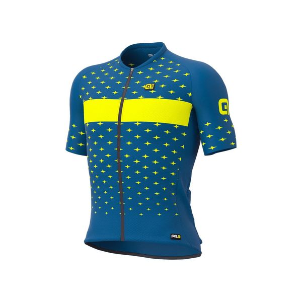 Koszulka rowerowa męska Alé Stars. Niebieskie t-shirty sportowe męskie ALÉ CYCLING, m, bez ramiączek, rowerowe. W wyprzedaży za 433.99 zł.