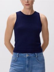 Wełniana kamizelka - granatowy. Niebieskie kamizelki damskie Reserved, l, z dzianiny. Za 139.99 zł.