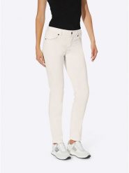 Heine Dżinsy - Slim fit - w kolorze kremowym rozmiar: W19. Brązowe jeansy damskie Heine. Za 122.96 zł.
