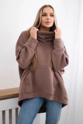 Bluza ocieplana oversize mocca. Bluzy z kapturem damskie KESI, l, z bawełny. Za 270.16 zł.