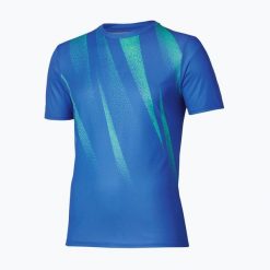Koszulka do biegania męska Mizuno Core Graphic Tee. Niebieskie t-shirty sportowe męskie Mizuno, l, z materiału, bez ramiączek, do biegania. Za 119.99 zł.
