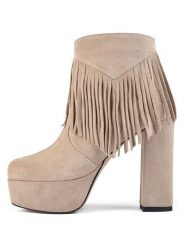 Loft37 Skórzane botki w kolorze beżowym rozmiar: 38. Brązowe botki damskie loft37, eleganckie, bez obcasa, bez zapięcia. Za 448.99 zł.